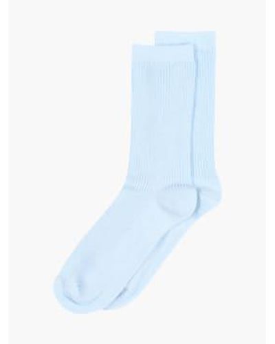 mpDenmark Cotton Rib Ankle Socks Skyride 37-39 - Blue