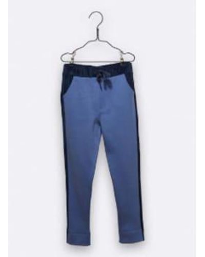 LOVE kidswear Pantalones luca en jersey algodón orgánico terciopelo azul y azul marino con el bordado ok