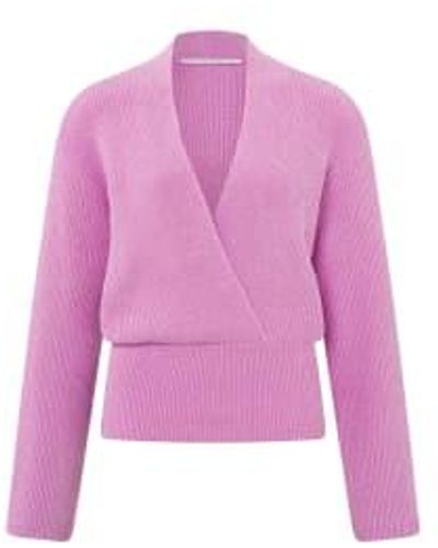 Yaya Cropped Wrap Sweater Wide Sleeves Or Phalaenopsis Pink - Viola