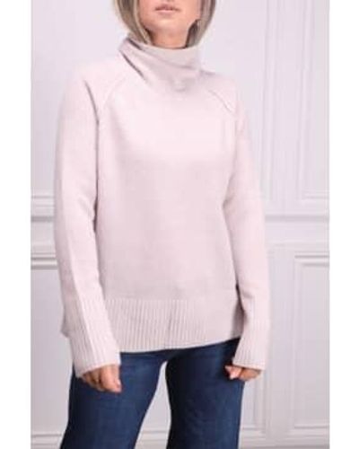 Kinross Cashmere Plaited Funnel In Dune And Pearl - Rosa