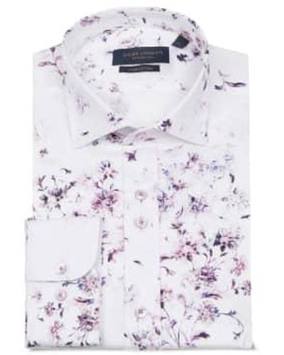 Guide London Floral Print Shirt White - Blu