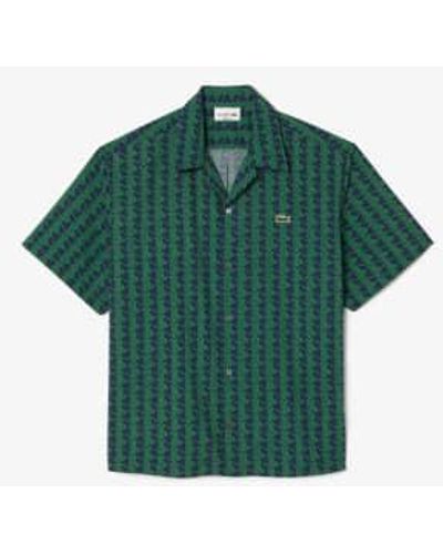Lacoste Short Sleeve Shirt With Monogram Print - Green