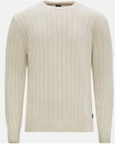 BOSS Open Wool And Cashmere Blend Laaron Chunky Crew Neck Knit - Bianco