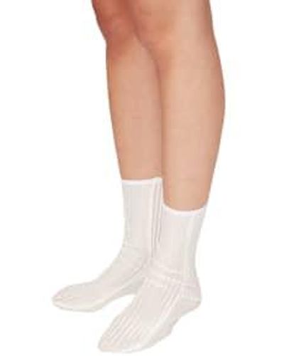 Simone Wild Rib Velvet Ankle Socks - Bianco