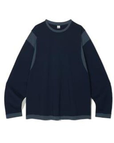 PARTIMENTO Cut-off Contrast Long Sleeve T Shirts In - Blue