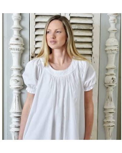Powell Craft Ladies Cotton Puff Sleeve Nightdress Juliet - Bianco