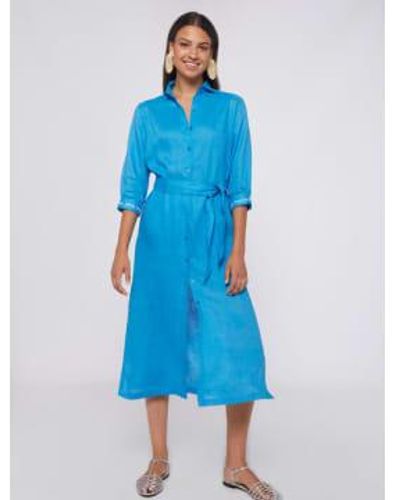 Vilagallo Dress Antonella Long Linen - Blu