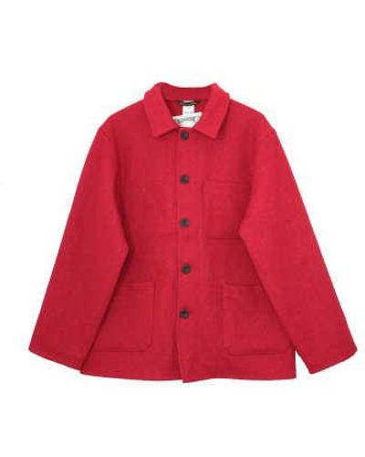 Le Laboureur Wool Unisex French Workwear Jacket Size 4 - Red