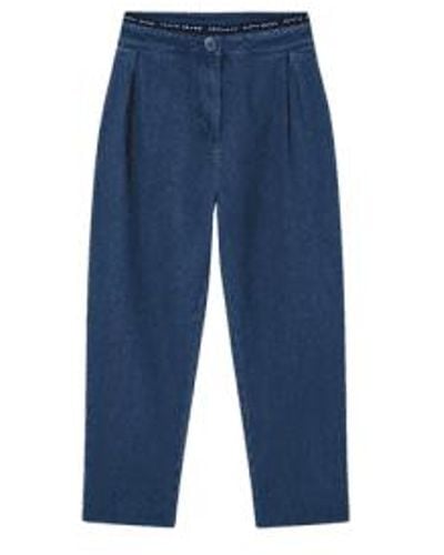 SKATÏE Skatie Jacquard Texture Trousers In Navy - Blu