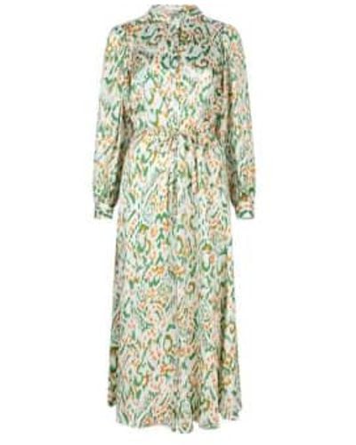 EsQualo Long Dress In Pastel Print - Verde