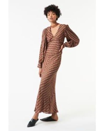 Antik Batik Aw 21 robe maxi imprimée mireille imprimée - Marron