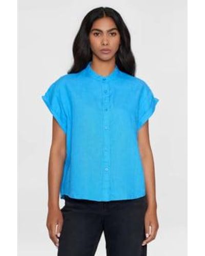 Knowledge Cotton Collier en lin malibu shirt - Bleu