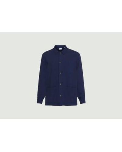 Knowledge Cotton Crushed Overshirt S - Blue