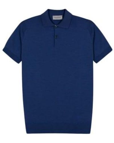 John Smedley Lapis Payton Short Sleeve Polo Shirt Xxl - Blue