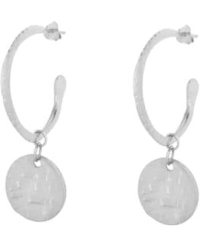 Ashiana Silver Hoop And Coin Earrings - White