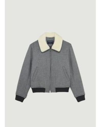 L'Exception Paris Sheepskin Collar Jacket Made - Grey