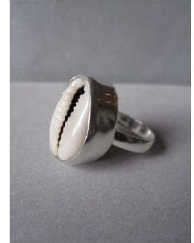 CollardManson Natural Cowrie Shell Ring Deep Set - Gray