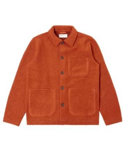 Universal Works Field Jacket In Wool Fleece - Arancione
