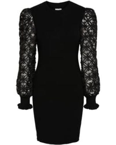 Y.A.S Frillme Ls Knit Dress L - Black