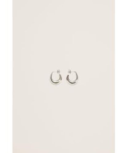 Lemaire Curved Mini Drop Earings Silver - White