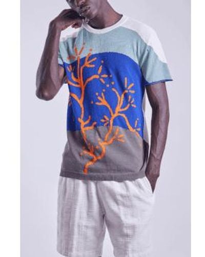 Daniele Fiesoli And Orange Coral Printed Detail T Shirt - Blu