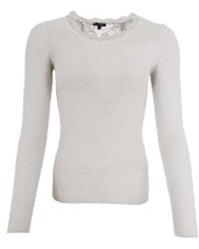 Black Colour Ivy Long Sleeve Lace Top Ivory S/m - White