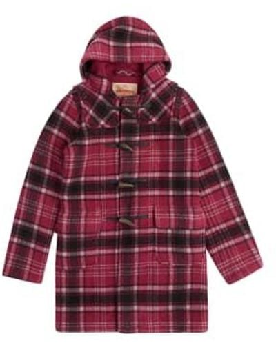 Burrows and Hare Tartan Duffle Coat S - Red