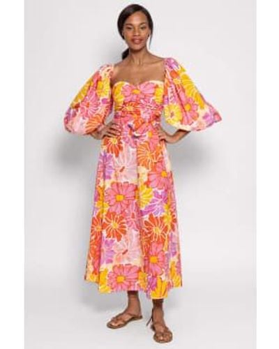 Sundress Emilia Dress In Saleya Print - Arancione
