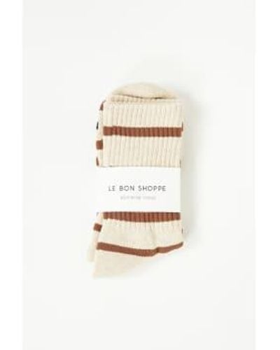 LE BON SHOPPE Flax Stripe Boyfriend Socks Multi / Onesize - Natural