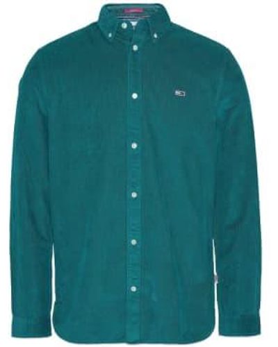 Tommy Hilfiger Tommy Jeans Solid Cord Shirt Dark Turf - Verde