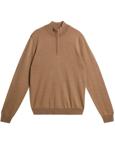 J.Lindeberg Kiyan Quarter Zip Sweater - Brown