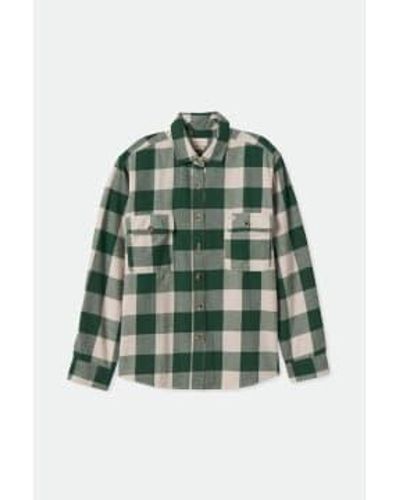 Brixton Pine Needle And Bowery Boyfriend Long Sleeve Womens Flannel - Verde