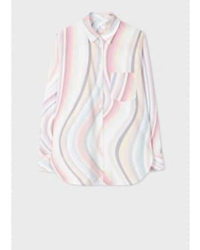 Paul Smith Pastel Swirl Shirt Col: 92 Multi, Size: 12 - White