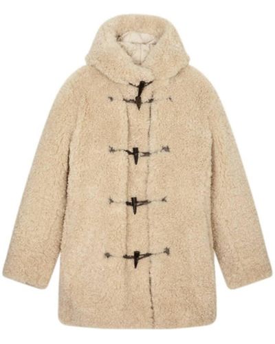 MARANT ETOILE Florene Faux-shearling Hooded Coat - Natural