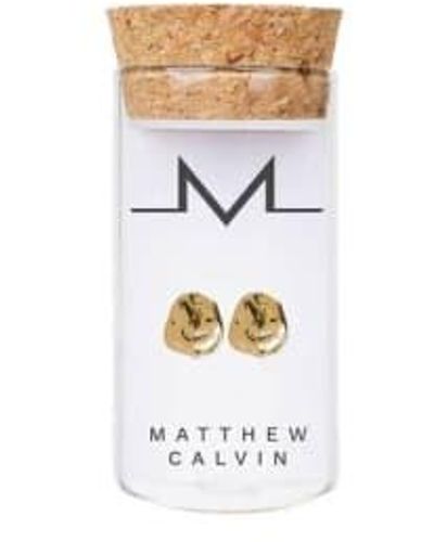 Matthew Calvin Earrings Stud Dappled Gold - White