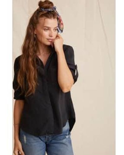Bella Dahl Split Back Button Shirt Vintage Medium - Black