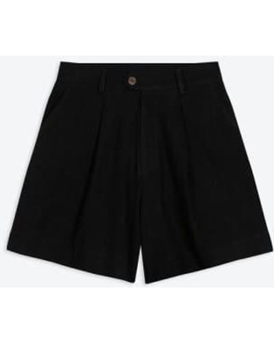 Lowie Linen Viscose Pleat Front Shorts S - Black