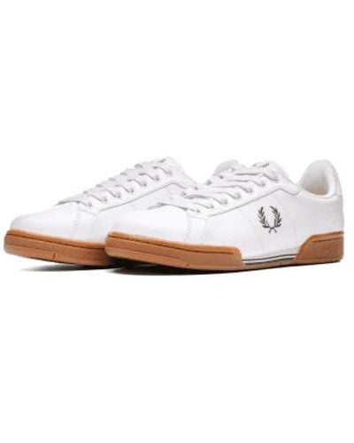Fred Perry Authentic b722 leather sneaker snow and field green - Blanco