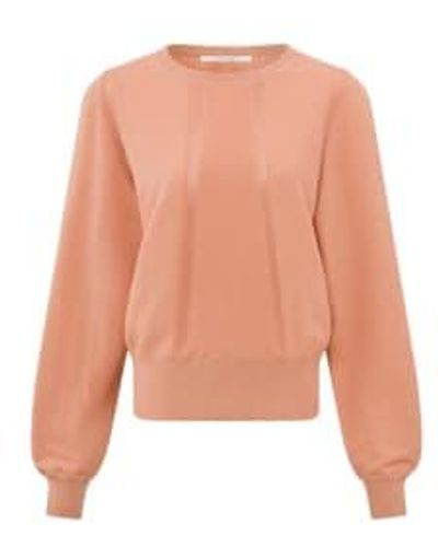Yaya Dusty Orange Mesh Detail Sweater - Pink