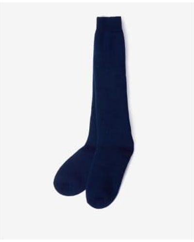 Barbour Navy Wellington Knee Socks M - Blue