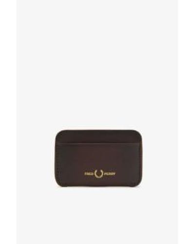 Fred Perry Burnished Leather Cardholder Ox Blood - Marrone