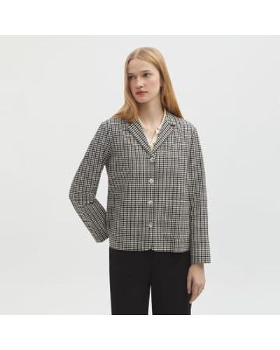 Nice Things Two Tone Checked Seersucker Blazer - Grigio