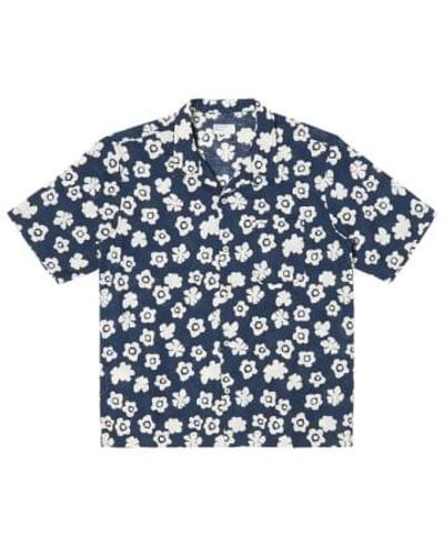 Universal Works Road Shirt Flower Print / M - Blue