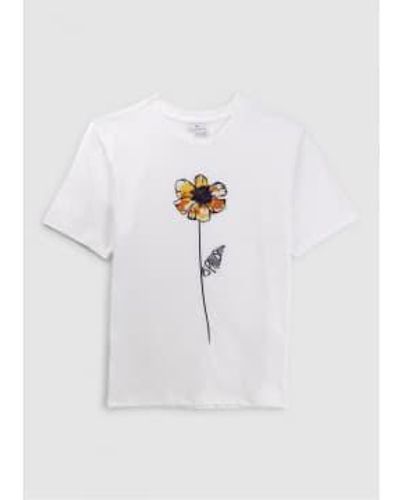 PS by Paul Smith Womens Single Stem Flower T Shirt In 1 - Bianco