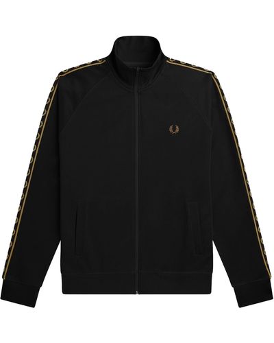Fred Perry Contrast Tape Track Jacket Black / Gold - Negro