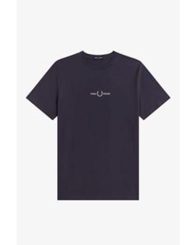 Fred Perry Embroired Logo T-shirt Dark Graphite - Azul