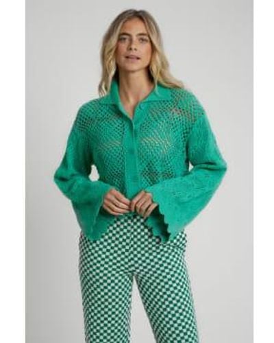 Native Youth Crochet Cardigan Xs - Green