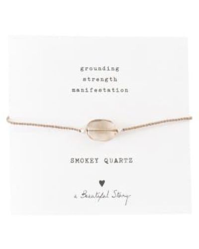 A Beautiful Story Smokey quartz & gemstone card armband - Weiß