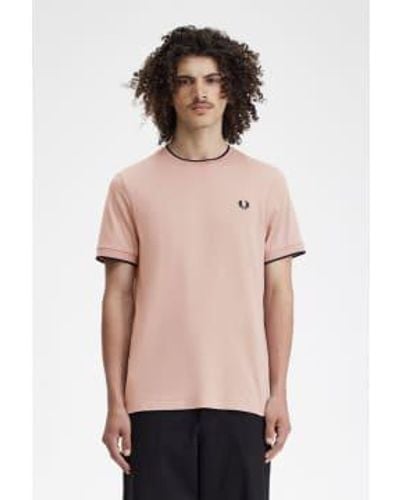 Fred Perry Twin Tipped Crew Neck T Medium - Pink