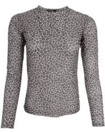 Black Colour Florence Leopard Mesh Blouse - Grey